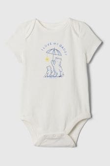 Gap White Organic Cotton Graphic Bodysuit (Newborn-24mths) (839666) | kr150
