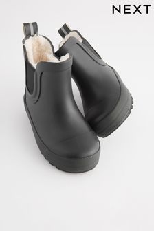Black Plain Warm Lined Ankle Wellies (839676) | $44 - $53