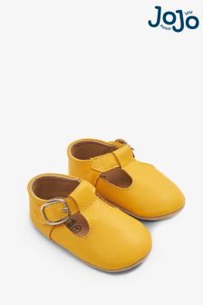 JoJo Maman Bébé Mustard Classic Leather Pre-Walker Shoes (83G442) | NT$910