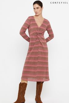 Cortefiel Pink pleated textured Dress (840019) | DKK367