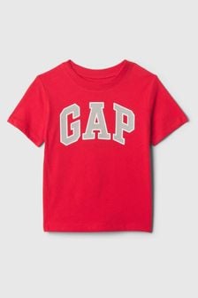 Czerwony - Koszulka z okrągłym dekoltem i logo Gap (noworodki-5 lat) (840167) | 50 zł