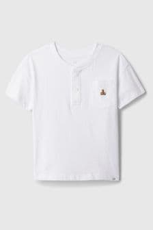 Blanco - Camiseta de manga corta henley para bebé con bordado de oso Brannan de Gap (840235) | 14 €