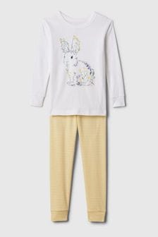 Gap White/Yellow Organic Cotton Graphic Print Pyjama Set (12mths-5yrs) (840266) | €20.50