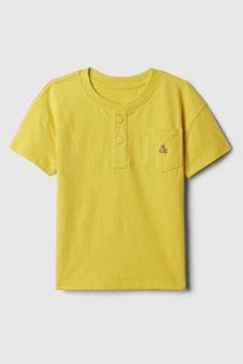 Amarillo - Camiseta de manga corta henley para bebé con bordado de oso Brannan de Gap (840312) | 14 €