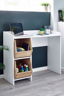 Parker White and Wood Effect Desk With Storage Boxes (840408) | €105