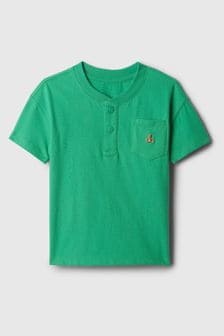 Verde - Camiseta de manga corta henley para bebé con bordado de oso Brannan de Gap (840473) | 14 €