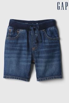 Navy Blue - Gap Dark Wash Denim Rib Waist Baby Pull On Shorts (6mths-5yrs) (840475) | kr270