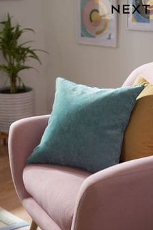 Teal Blue Soft Velour Small Square Cushion (840556) | $12