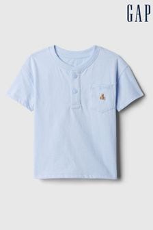 Gap Blue Brannan Bear Embroidered Baby Henley T-Shirt (840558) | €11.50