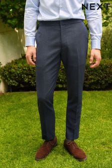 Blue Slim Fit Textured Wool Suit: Trousers (840632) | kr552