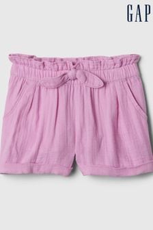 Růžová - Gap mačkané bavlněné šortky na gumu s mašlí (840658) | 475 Kč