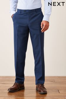 湖藍色 - 訂製剪裁 - 羊毛混紡織紋西裝：長褲 (840678) | HK$411