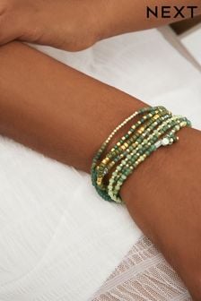 Grün - Beaded Mehrreihiges Armband zum Überziehen (840695) | 21 €