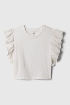 Blanco - Top con mangas con vuelo de gasa arrugada de Gap (6 meses a 5 años) (840705) | 14 €