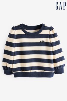 Gap Blue/White Stripe Logo Long Sleeve Baby Crew Neck Sweatshirt (6mths-5yrs) (840743) | €31