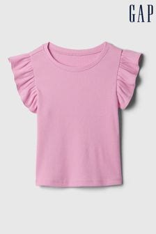 Gap Pink Ruffle Sleeve Crew Neck Short Sleeve T-Shirt (Newborn-5yrs) (840760) | €9