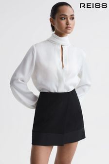 Reiss Black Ruby Satin Trim Mini Skirt (840872) | AED994