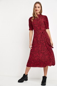 next red animal print dress