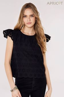 Apricot Black Broderie Anglaise Top (841424) | €21.50