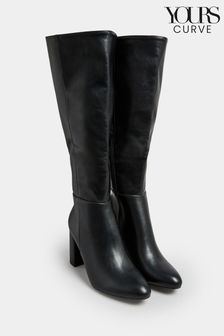 Yours Curve Black Wide Fit Wide Fit Heeled Knee Boots (841943) | kr714