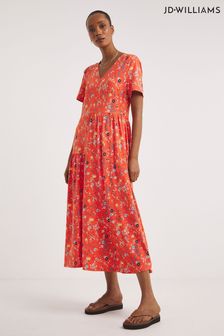 JD Williams Coral Asymetric Cut Viscose Jersey Maxi Swing Dress (842020) | 55 €