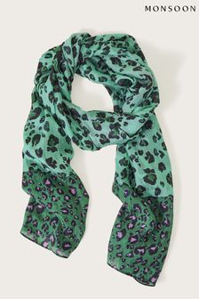 Monsoon Green Animal Print Silk Scarf (842253) | €14