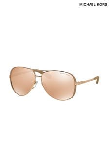 Michael Kors Rose Gold & Pink Chelsea Rim Pilot Sunglasses (842372) | €182