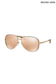 Michael Kors Rose Gold & Pink Chelsea Rim Pilot Sunglasses (842372) | €164