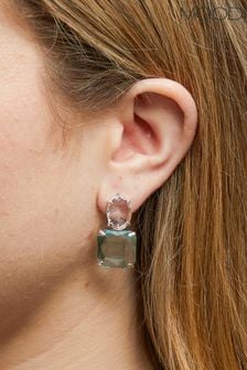 Mood Silver Tone Crystal And Light Azore Double Drop Earrings (842671) | 89 QAR