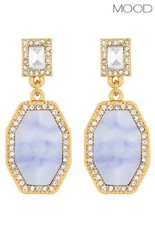 Mood Gold Tone Opal Iridescent Stone Drop Earrings (842716) | 84 QAR