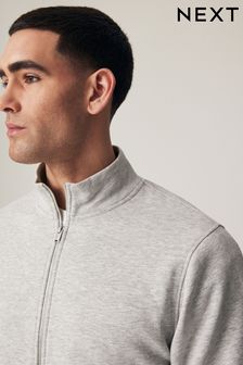 Light Grey Zip Through Funnel Neck Jersey Cotton Rich Zip Through Funnel Neck Sweatshirt (842747) | SGD 53