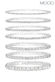 Mood Silver Tone Crystal Mixed Stone Stretch Bracelets 5 Pack (842908) | 28 €