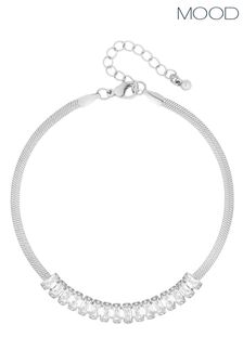 Mood Silver Tone Crystal Baguette Chain Bracelet (842911) | $40