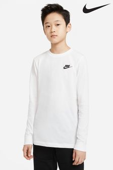 לבן - חולצת טי Futura עם שרוול ארוך של Nike (843268) | ‏116 ‏₪