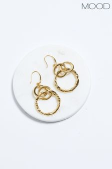 Mood Gold Tone Polished Fluid Multi Ring Fish Hook Drop Earrings (843497) | 108 SAR