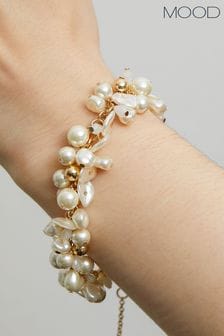 Mood Gold Tone Pearl And Polished Shaker Bracelet (843630) | LEI 107