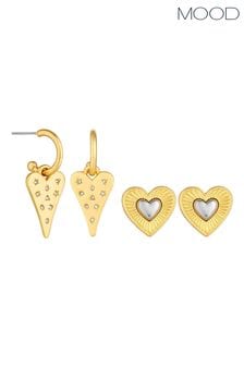 Mood Gold Tone Coloured Crystal Meaningful Charm Huggie Hoop Earrings 2 Pack (843683) | kr310