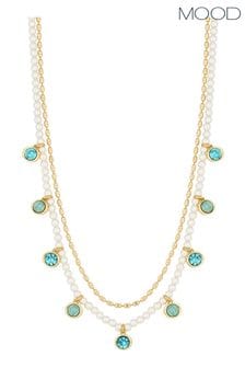 Mood Gold Tone Pearl Coastal Channel Charm Necklaces Pack of 2 (843876) | 99 QAR