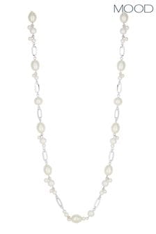 Mood Silver Tone Pearl And Chain Long Rope Necklace (843984) | LEI 131