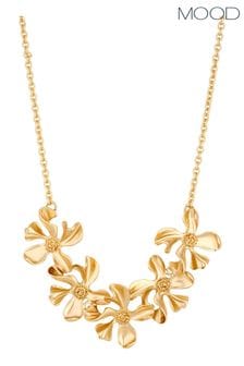 Mood Gold Polished Dipped Flower Graduated Collar Necklace (844050) | LEI 131