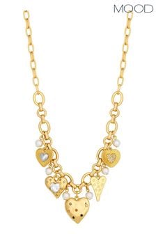 Mood Gold Tone Coloured Crystal Meaningful Heart Charm Necklace (844142) | LEI 131