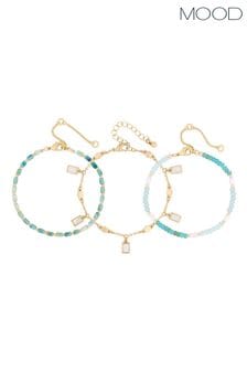 Mood Gold Tone Coastal Bead And Mother Of Pearl Charm Bracelets Pack of 3 (844195) | Kč795