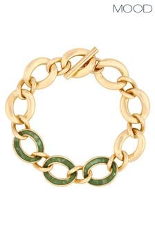 Mood Gold Tone Mother Of Pearl And Polished Link T-Bar Bracelet (844199) | kr260