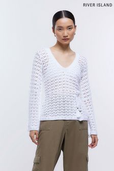 River Island White Crochet Belt Top (844316) | 28 €