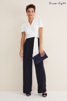 Phase Eight Blue/White Wide Leg Eloise Jumpsuit (845386) | AED771