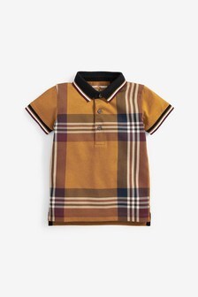 Polo en jersey à manches courtes et carreaux (3 mois - 7 ans)