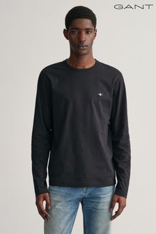 Czarny - Gant Koszulka z długim rękawem z logo Shield o regularnym kroju (845989) | 315 zł