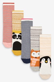 Multi Fairisle Pattern Animal Faces Ankle Socks Five Pack (847028) | €6