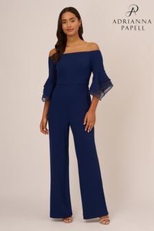 Adrianna Papell Blue Organza Crepe Jumpsuit (847105) | €117