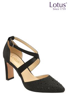 Lotus Black Diamante Pointed-Toe Court Shoes (847264) | AED388